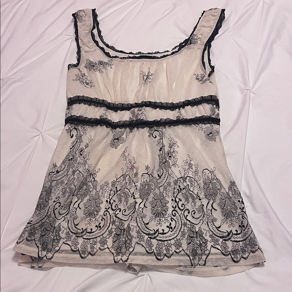Maurices Black and Cream Lace Blouse